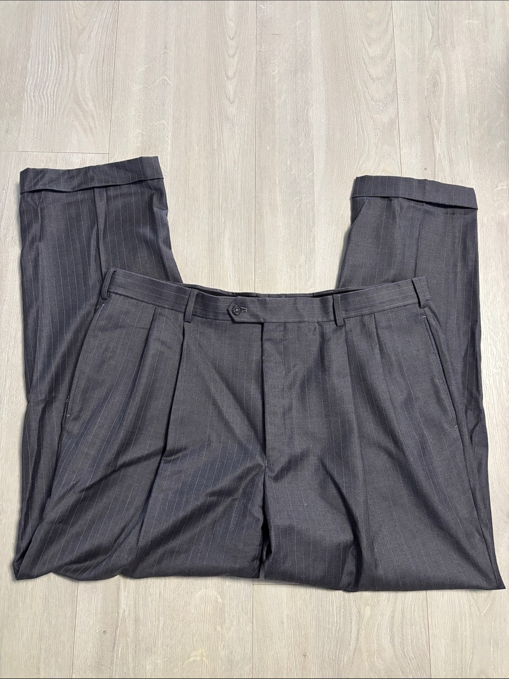 🔥BUNDLESALE Mens 42/31 Jos. A. Bank Wool Charcoal Pinstripe Dress Pants